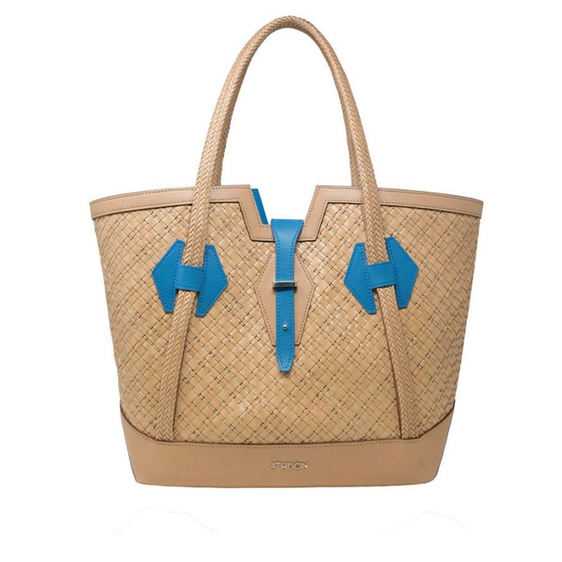 Shopping bag “Devero” intrecciata in pelle e rame